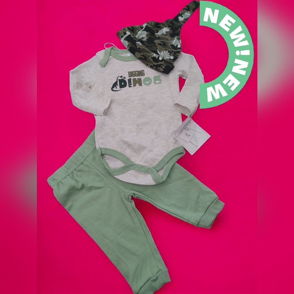 Dinosaur Baby Outfit with Hat Outfit Boys 3-6 Months